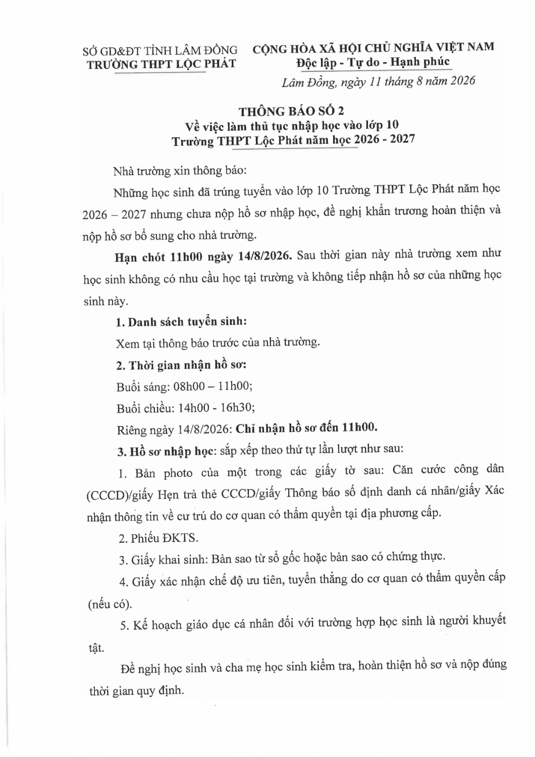 Thông báo số 2 về nhập học images 0